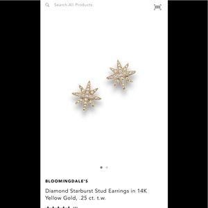 14K Yellow Gold Diamond Starburst Earrings